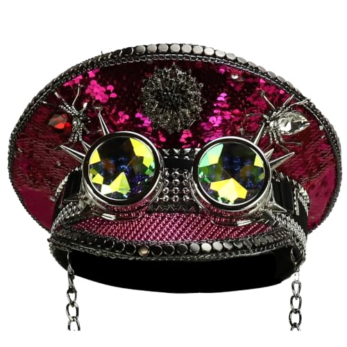 Trendy Apparel Shop Festival Party Sparkly Sequin Rhinestone Captain Hat