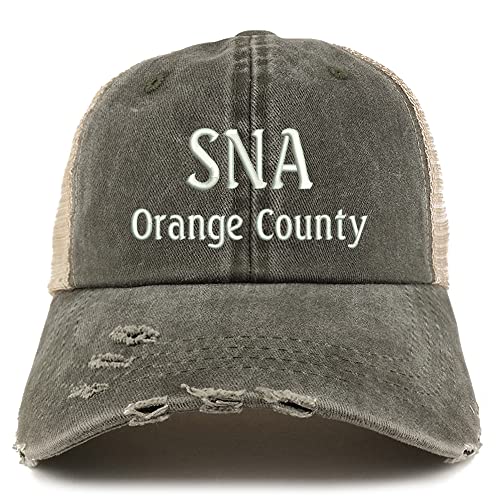 Trendy Apparel Shop SNA Orange County Embroidered Frayed Bill Trucker Mesh Back Cap
