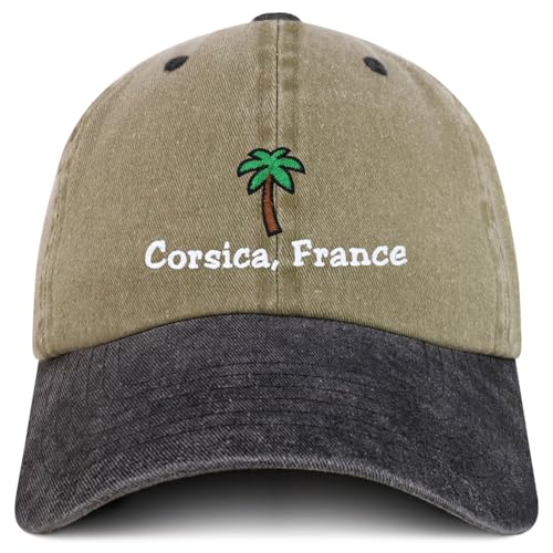 Trendy Apparel Shop Corsica France with Palm Tree Embroidered Pigment Dyed Cotton Baseball Cap