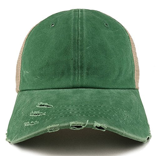 Trendy Apparel Shop Pigment Dyed Front Mesh Back Frayed Bill Trucker Cap