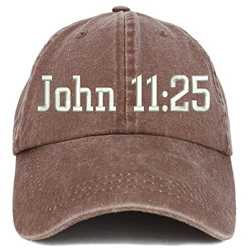 Trendy Apparel Shop John 11:25 Washed Pigment Dyed Baseball Cap