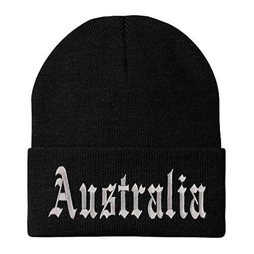 Trendy Apparel Shop Australia Old English Embroidered Long Cuff Beanie