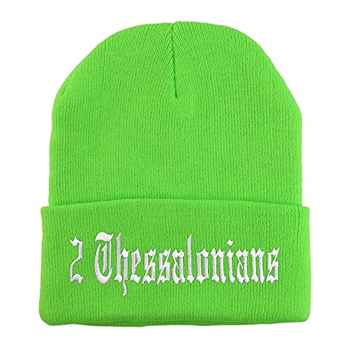 Trendy Apparel Shop 2 Thessalonians Old English Embroidered Long Cuff Beanie