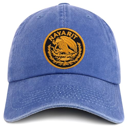 Trendy Apparel Shop Nayarit Mexico Gold Embroidered Patch Pigment Dyed Washed Baseball Cap