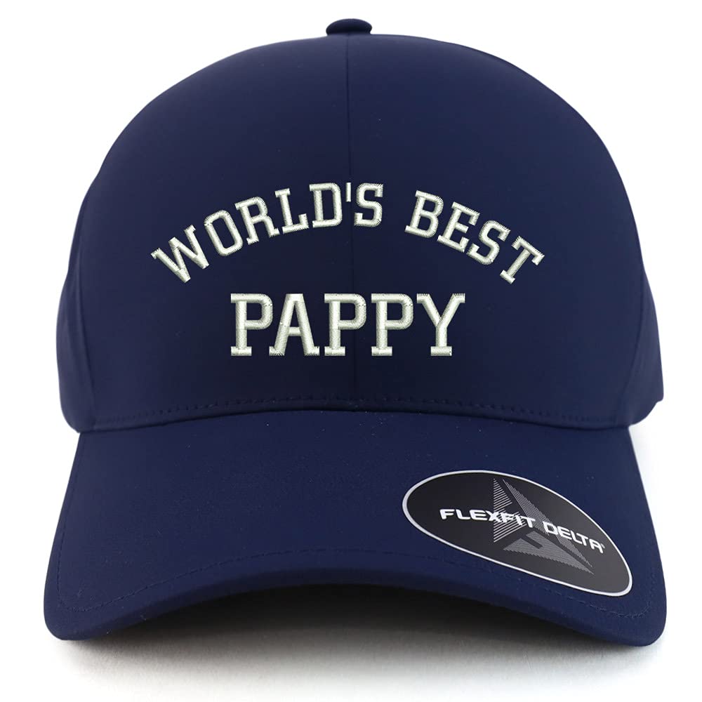 Trendy Apparel Shop Oversized XXL World's Best Pappy Old English Embroiderd Athletic Fitted Baseball Cap