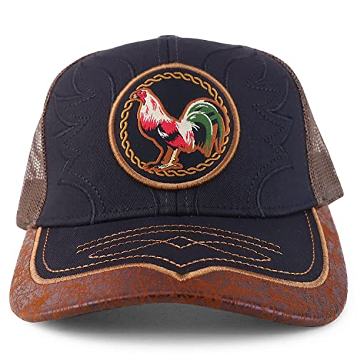 Trendy Apparel Shop Rooster Embroidered Trucker Mesh Baseball Cap