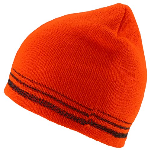 Trendy Apparel Shop 3 Reflective Stripes High Visibility Safety Beanie Hat