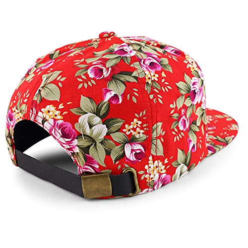 Trendy Apparel Shop Floral Print Structured Mid Profile Flatbill Snapback Cap