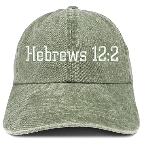 Trendy Apparel Shop Hebrews 12:2 Washed Pigment Dyed Baseball Cap