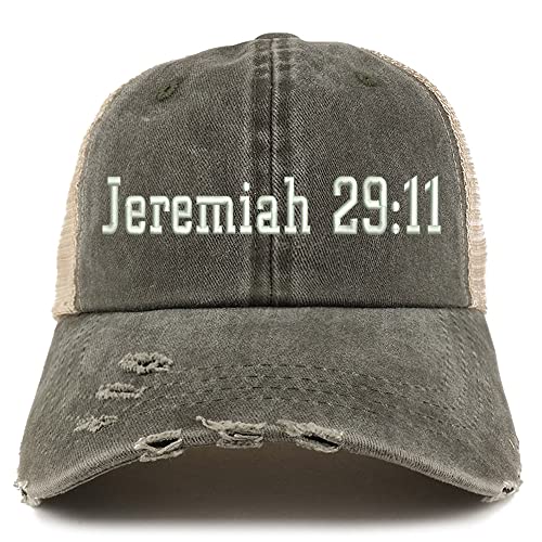 Trendy Apparel Shop Jeremiah 29:11 Frayed Bill Trucker Mesh Back Cap