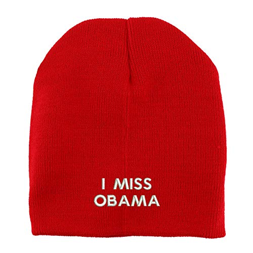 Trendy Apparel Shop I Miss Obama Embroidered Made in USA Short Acrylic Knit Winter Beanie Hat