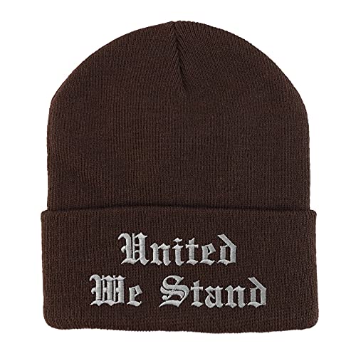 Trendy Apparel Shop United We Stand Old English Embroidered Long Cuff Beanie