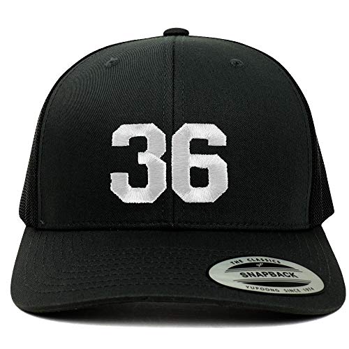 Trendy Apparel Shop Number 36 White Thread Embroidered Retro Trucker Mesh Cap