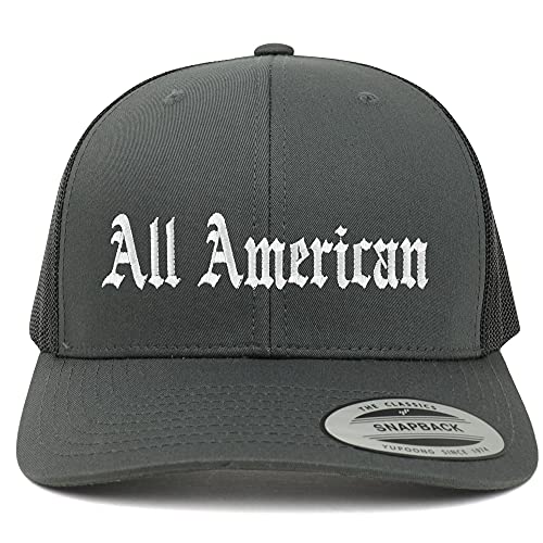 Trendy Apparel Shop All American Old English 6 Panel Trucker Mesh Cap
