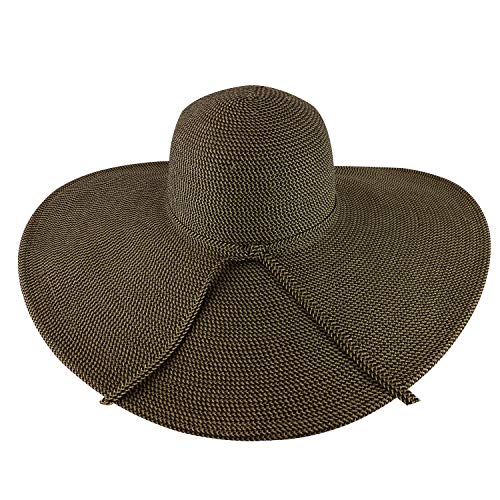 Trendy Apparel Shop UPF 50+ Paper Braid Tweed 6" Flat Brim Sun Shade Hat