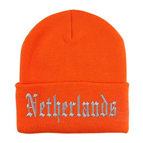 Trendy Apparel Shop Netherlands Old English Embroidered Long Cuff Beanie