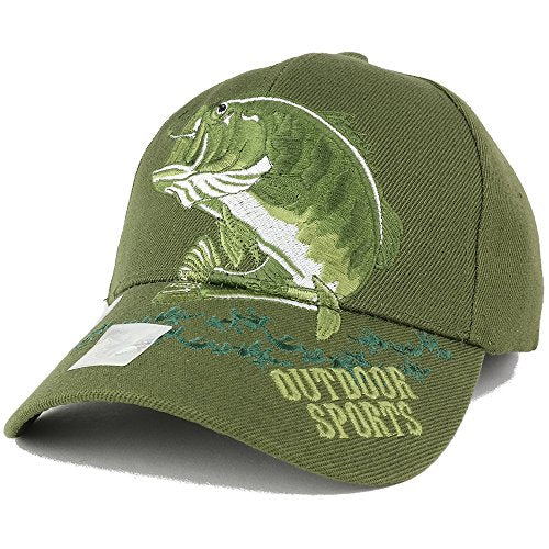 Trendy Apparel Shop Bass Fish Outdoor Sports Embroidered Adjustable Baseball Cap