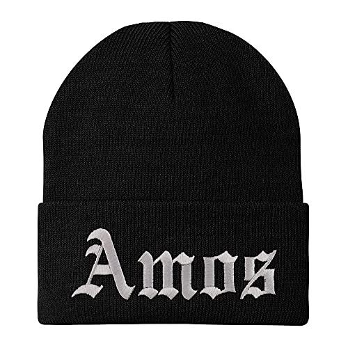 Trendy Apparel Shop Amos Old English Embroidered Long Cuff Beanie