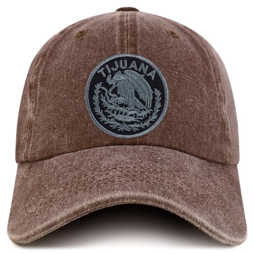 Trendy Apparel Shop Tijuana Mexico Charcoal Embroidered Patch Pigment Dyed Washed Baseball Cap