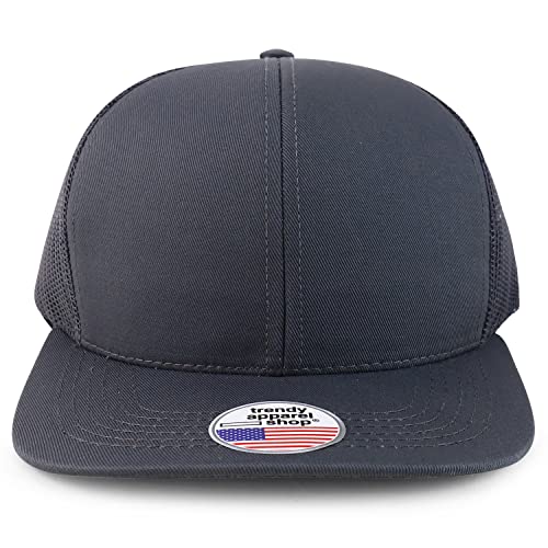 Trendy Apparel Shop Made in USA Structured 6 Panel Flatbill Snapback Mesh Back Cap
