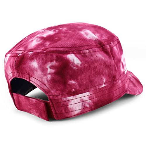 Trendy Apparel Shop Plain 100% Cotton Tie Dyed Patterned Flat Top Army Baseball Cap