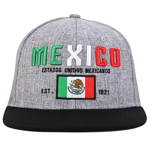 Trendy Apparel Shop 6 Panel Structured 3D Mexico Embroidered Flatbill Snapback Turcker Cap