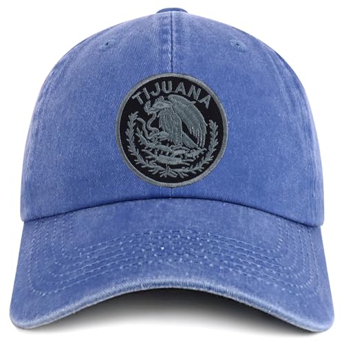 Trendy Apparel Shop Tijuana Mexico Charcoal Embroidered Patch Pigment Dyed Washed Baseball Cap