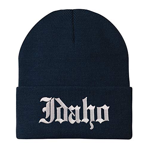 Trendy Apparel Shop Idaho State Old English Embroidered Long Cuff Beanie
