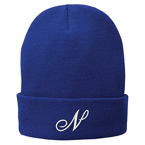 Trendy Apparel Shop Letter N Embroidered Winter Knitted Long Beanie