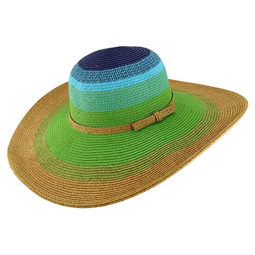 Trendy Apparel Shop UPF 50+ Colorful Mix Paper Poly Braid Wide Brim Sun Hat