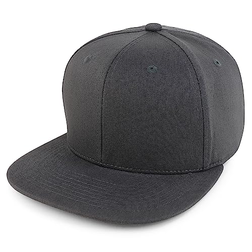 Trendy Apparel Shop 100% Cotton Plain Structured 6 Panels Flatbill Snapback Baseball Cap