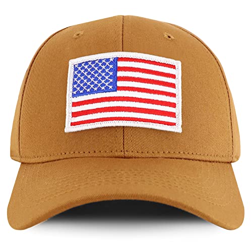 Trendy Apparel Shop White USA Flag Patch Tactical Cap, Fits Child to Adult 2XL