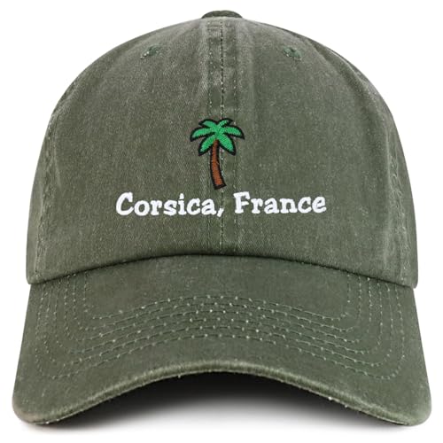 Trendy Apparel Shop Corsica France with Palm Tree Embroidered Pigment Dyed Cotton Baseball Cap