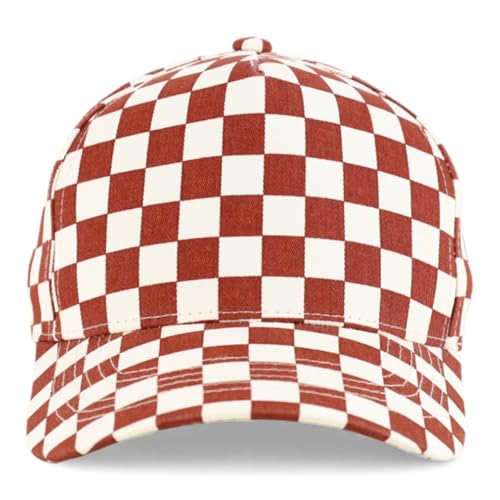 Trendy Apparel Shop Structured 5 Panel Checkered Print Baseball Cap