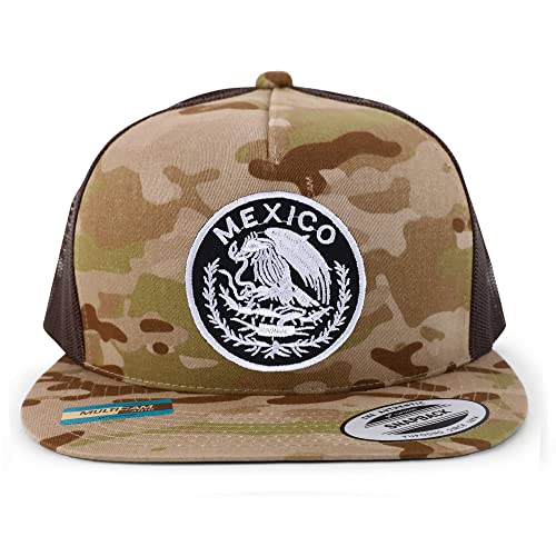 Trendy Apparel Shop Circular Mexico Patch 5 Panel Flatbill Trucker Cap