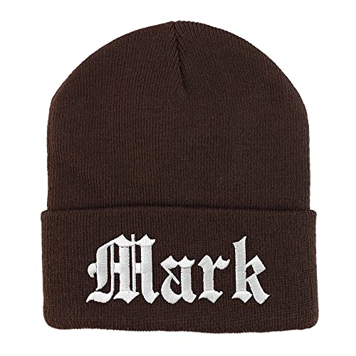 Trendy Apparel Shop Mark Old English Embroidered Long Cuff Beanie
