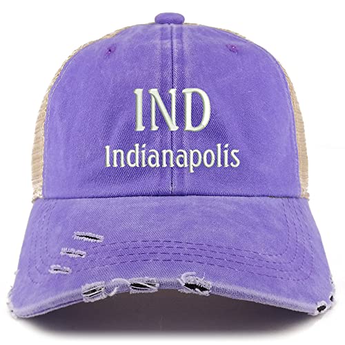 Trendy Apparel Shop IND Indianapolis Embroidered Frayed Bill Trucker Mesh Back Cap