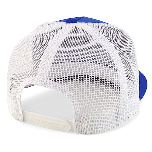 Trendy Apparel Shop Structured High Crown 5 Panel Round Flat Bill Trucker Cap