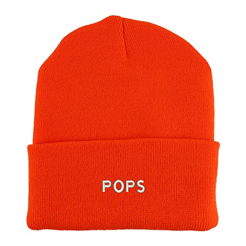 Trendy Apparel Shop Pops Embroidered Made in USA Cuff Folded Acylic Knit Winter Beanie Hat