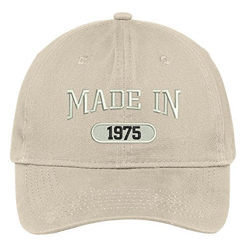 Trendy Apparel Shop 44th Birthday - Made in 1975 Embroidered Low Profile Cotton Baseball Cap