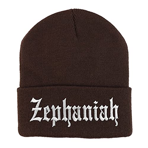 Trendy Apparel Shop Zephaniah Old English Embroidered Long Cuff Beanie