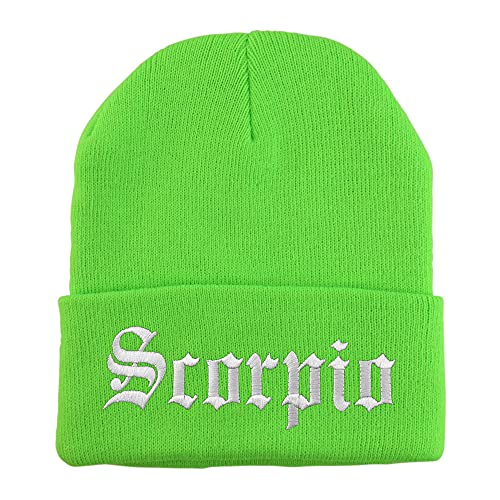 Trendy Apparel Shop Scorpio Old English Embroidered Long Cuff Beanie