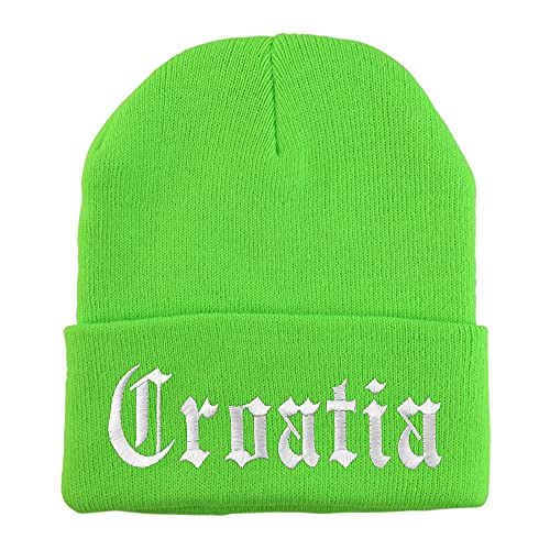 Trendy Apparel Shop Croatia Old English Embroidered Long Cuff Beanie