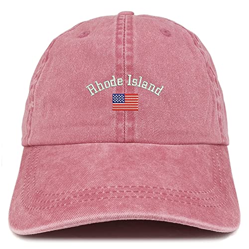 Trendy Apparel Shop Rhode Island USA Flag Pigment Dyed Washed Baseball Cap