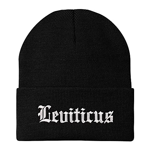 Trendy Apparel Shop Leviticus Old English Embroidered Long Cuff Beanie
