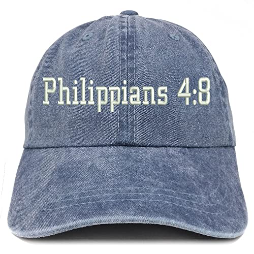Trendy Apparel Shop Philippians 4:8 Washed Pigment Dyed Baseball Cap