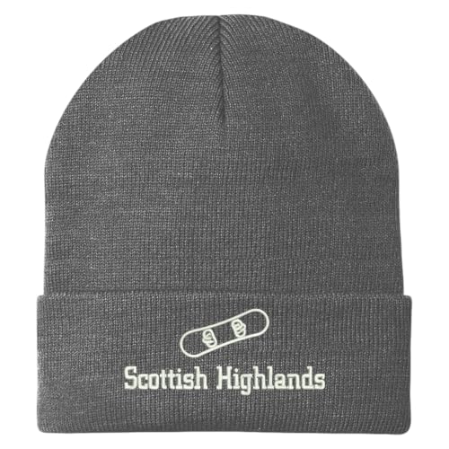 Trendy Apparel Shop Scottish Highlands Snowboard Logo Embroidered Long Cuff Beanie