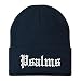 Trendy Apparel Shop Psalms Old English Embroidered Long Cuff Beanie