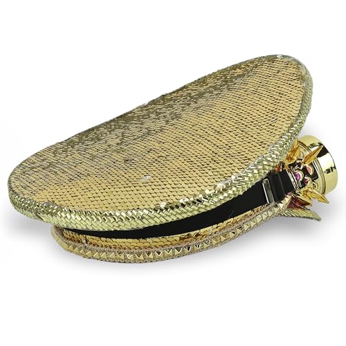 Trendy Apparel Shop Festival Party Sparkly Sequin Rhinestone Captain Hat