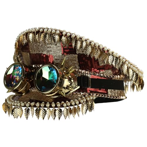 Trendy Apparel Shop Festival Party Sparkly Sequin Rhinestone Captain Hat